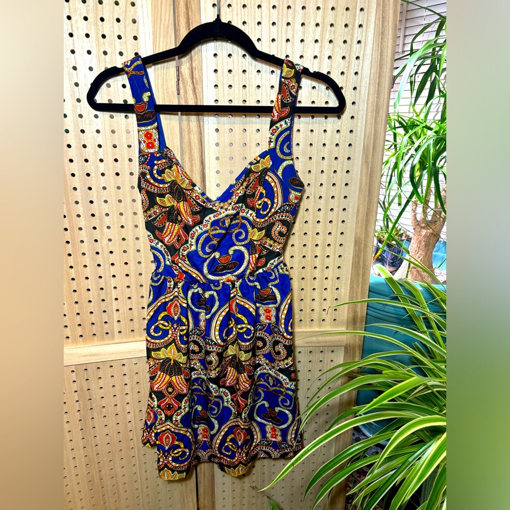 Peach Roya Womens Blue Polyester Sweetheart Neck Sleeveless Knee Length Dress S